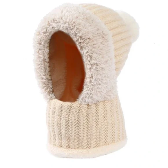 Womens Knit Beanie Hat Fleece Lined Winter Scarf Mask - Picture 3 of 8